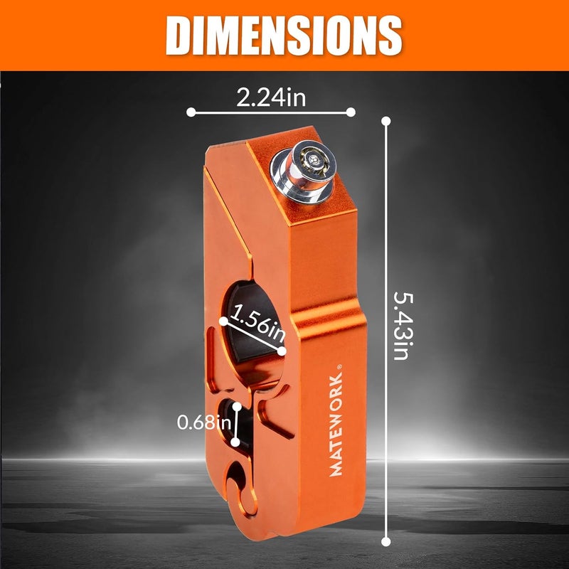 Matework Motorcycle Lock Anti Theft Heavy Duty, Motorcycle Handlebar & Brake Lock with Helmet Lock, Bike Lock, Universal for All Bike Motorcycle Orange - Image 5